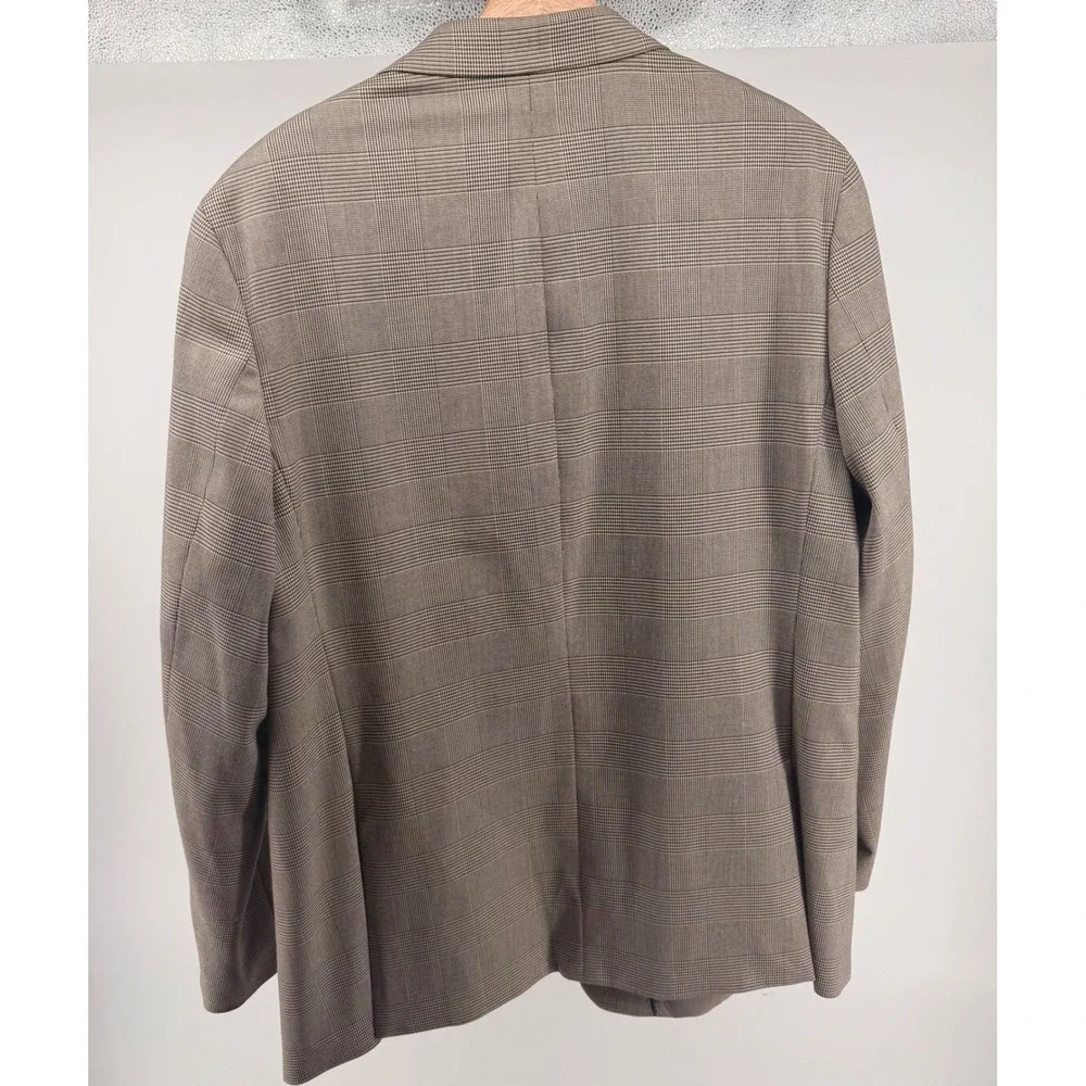 Banana Republic Tailored Fit Plaid‎ Blazer Mens 46R Brown Single Breasted 0835
